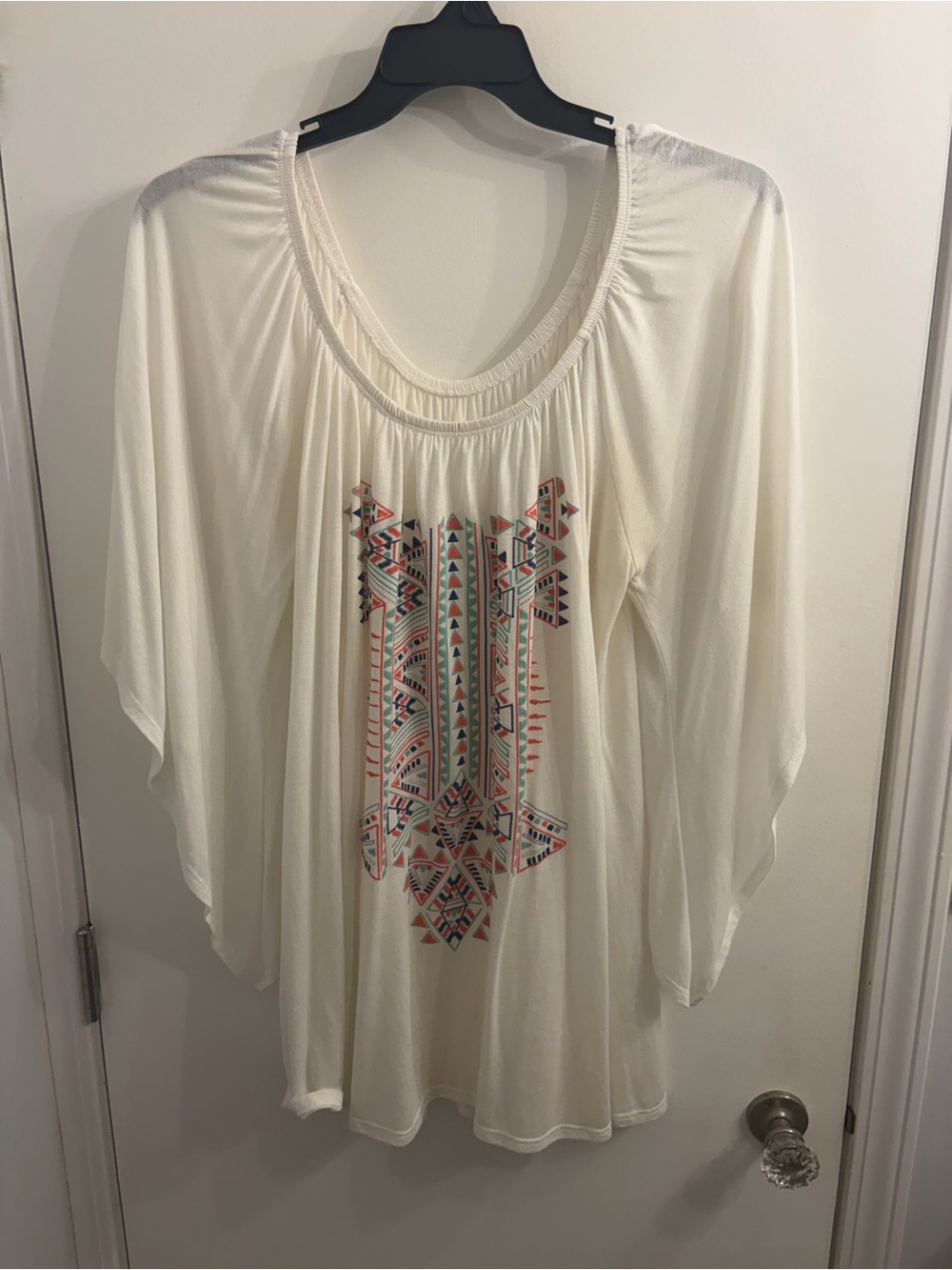 Women’s Cream Boho Embroidered Flow Top